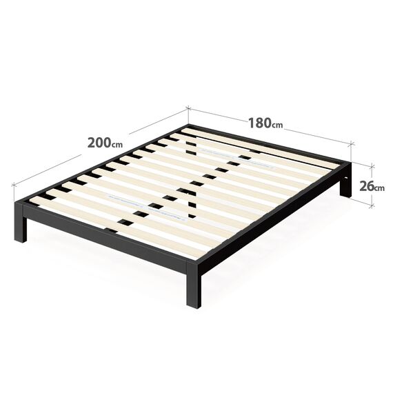 ZINUS Arnav 26 cm Metallbettrahmen | Lattenrost aus Holz | Einfache Montage | 180 x 200 cm | Schwarz