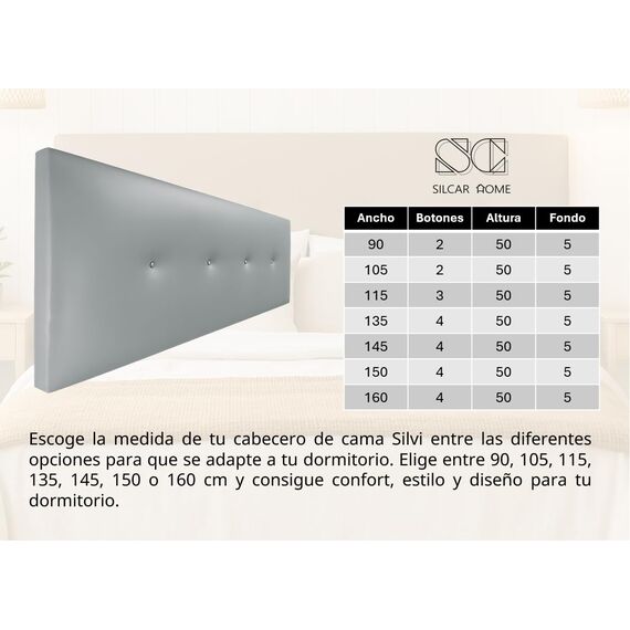 Silcar Home - Silvi Polsterkopfteil - Elegantes modernes Design, Einfacher Aufbau, Hoher Komfort - Grau, 90 cm, Kunstleder