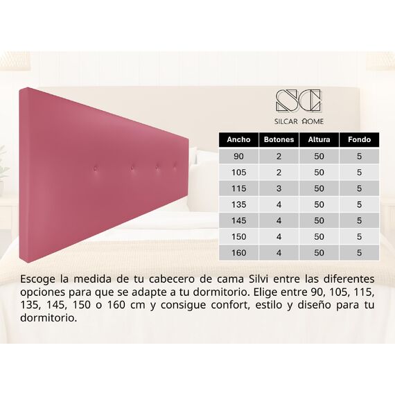 Silcar Home - Silvi Polsterkopfteil - Elegantes modernes Design, Einfacher Aufbau, Hoher Komfort - Fuchsia, 115 cm, Kunstleder