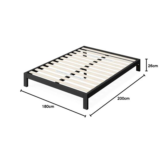 ZINUS Arnav 26 cm Metallbettrahmen | Lattenrost aus Holz | Einfache Montage | 180 x 200 cm | Schwarz