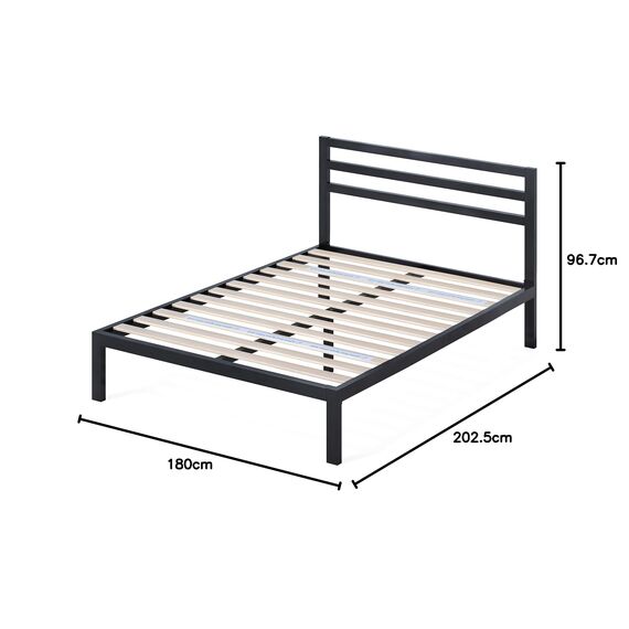 Zinus Mia Modern Studio 35,5 cm Plattform 1500H Metallbettrahmen/Matratzenbasis/Keine Boxspring erforderlich/Stabiler Holzlattenrost/Schnelle, einfache Montage/ 180 x 200 cm