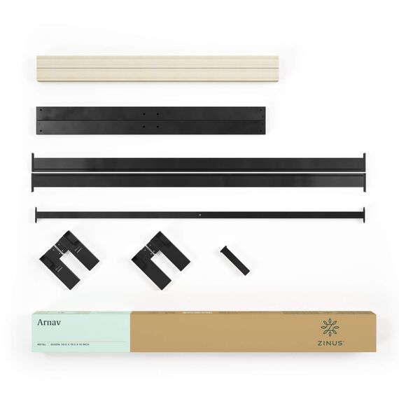 ZINUS Arnav 26 cm Metallbettrahmen | Lattenrost aus Holz | Einfache Montage | 180 x 200 cm | Schwarz