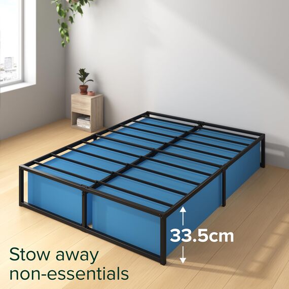 Zinus Lorelai Kingsize-Bettgestell – Bett 150 x 200 cm – 36 cm Höhe mit Stauraum unter dem Bett – Metall-Plattform-Bettrahmen mit Stahllattenstütze – Schwarz