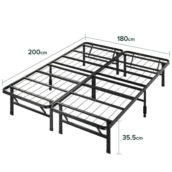 Zinus SmartBase Lattenrost ohne Montage | 180x200 cm | 35 cm Metallbettrahmen | Einfache Montage | Stauraum unter dem Bett | Schwarz