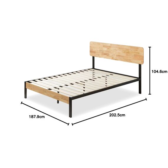 Zinus Olivia Metal and Wood Platform Bed with Wood Slat Support, 180 x 200 x 35.6 cm