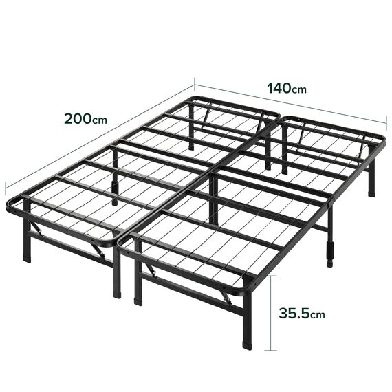 Zinus 35 cm SmartBase Lattenrost ohne Montage | Metall-Bettrahmen | Einfache Montage | Stauraum unter dem Bett | 140 x 200 cm | Schwarz