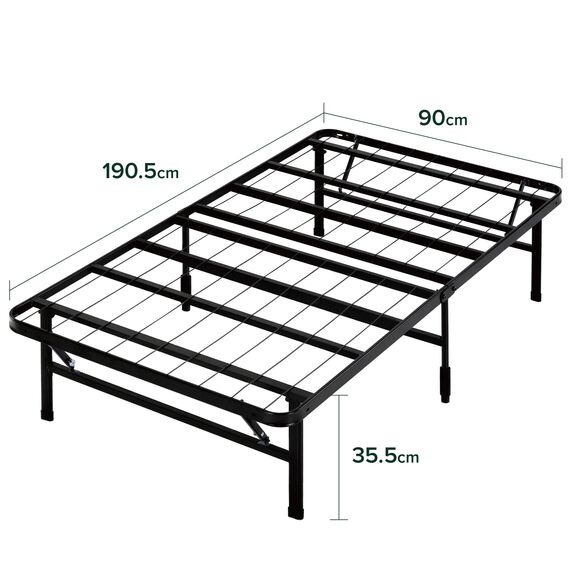 Zinus 35 cm SmartBase Lattenrost ohne Montage | Metall-Bettrahmen | Für Erwachsene, Kinder, Jugendliche | Einfache Montage | Stauraum unter dem Bett | 90 x 200 cm | Schwarz
