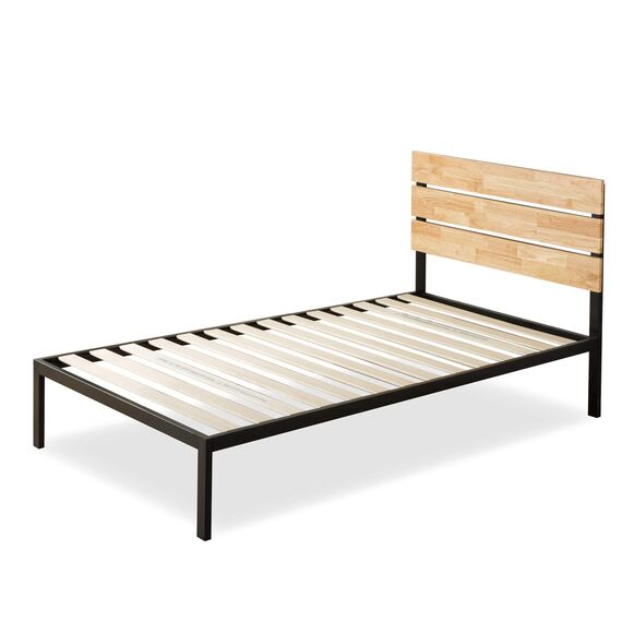ZINUS Paul 36 cm Bettrahmen aus Metall und Holz | Holzlattenrost | Für Erwachsene, Kinder, Jugendliche | Einfache Montage | 90 x 200 cm | Natur