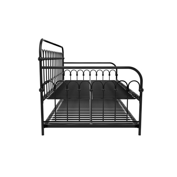 Novogratz Bright Pop Doppel-Tagesbett aus Metall, stilvoll und multifunktional, integrierte Rollen, schwarz