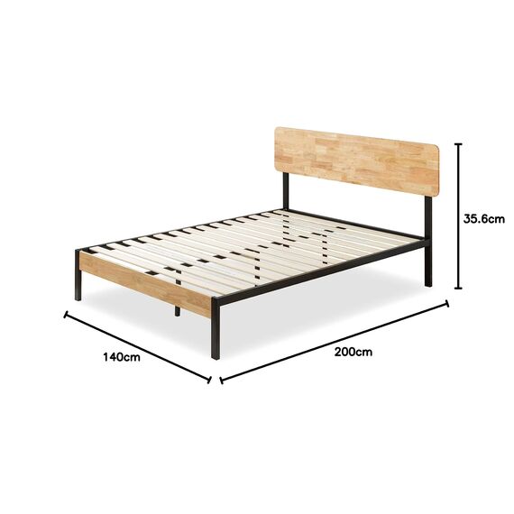 Zinus Olivia Toskanisches Metall- und Holz-Plattformbett mit Holzlattenrost / Matratzenbasis/ Keine Boxspring erforderlich/Bed-in-a-Box/ Schnelle, einfache Montage/ 140 x 200 cm