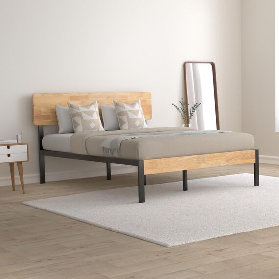 Zinus Olivia Metal and Wood Platform Bed with Wood Slat Support, 180 x 200 x 35.6 cm
