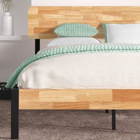 Zinus Olivia Metal and Wood Platform Bed with Wood Slat Support, 180 x 200 x 35.6 cm