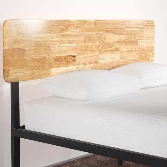 Zinus Olivia Toskanisches Metall- und Holz-Plattformbett mit Holzlattenrost / Matratzenbasis/ Keine Boxspring erforderlich/Bed-in-a-Box/ Schnelle, einfache Montage/ 140 x 200 cm