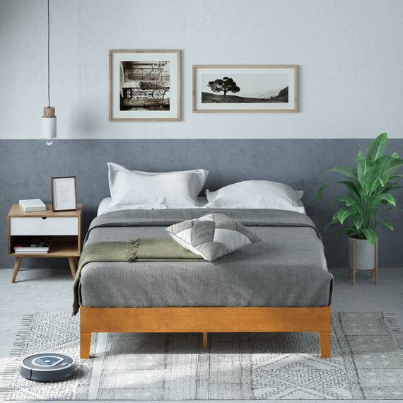 Zinus Alexis 12 Inch Deluxe Wood Platform Bed/No Box Spring Needed/Wood Slat Support/Rustic Pine Finish, Full