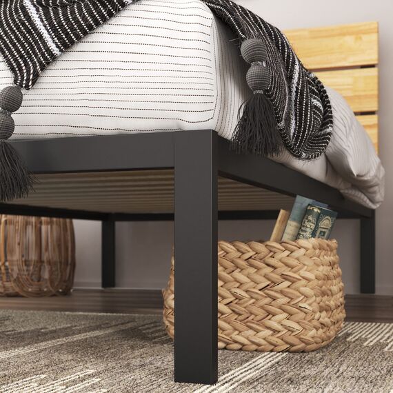 ZINUS Paul 36 cm Bettrahmen aus Metall und Holz | Holzlattenrost | Für Erwachsene, Kinder, Jugendliche | Einfache Montage | 90 x 200 cm | Natur