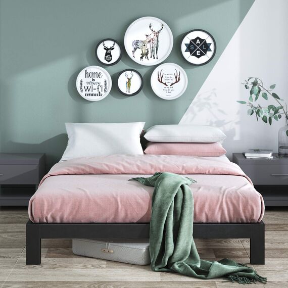 ZINUS Arnav 26 cm Metallbettrahmen | Lattenrost aus Holz | Einfache Montage | 180 x 200 cm | Schwarz