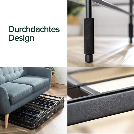 Zinus 35 cm SmartBase Lattenrost ohne Montage | Metall-Bettrahmen | Einfache Montage | Stauraum unter dem Bett | 140 x 200 cm | Schwarz