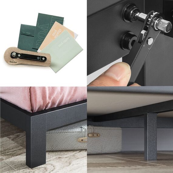 ZINUS Arnav 26 cm Metallbettrahmen | Lattenrost aus Holz | Einfache Montage | 180 x 200 cm | Schwarz