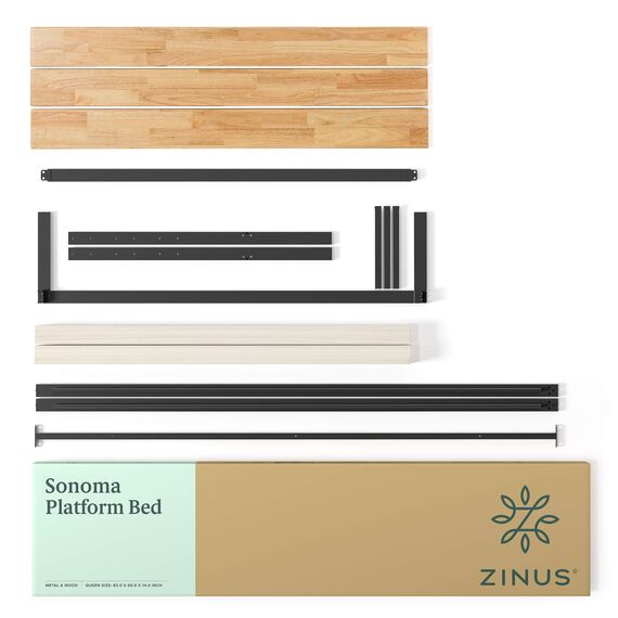 ZINUS Paul 36 cm Bettrahmen aus Metall und Holz | Holzlattenrost | Für Erwachsene, Kinder, Jugendliche | Einfache Montage | 90 x 200 cm | Natur