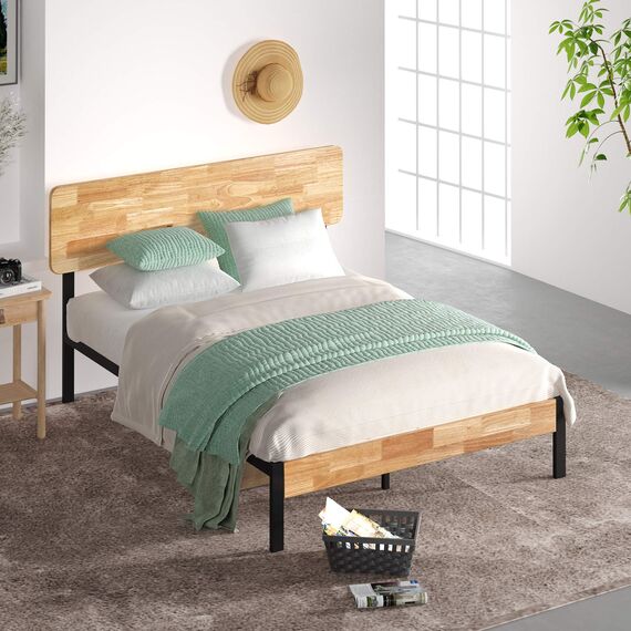 Zinus Olivia Metal and Wood Platform Bed with Wood Slat Support, 180 x 200 x 35.6 cm