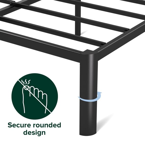 Zinus Van Einzelbettgestell – Bett 90 x 190 cm – 41 cm Höhe mit Unterbettkommode – Metall-Plattform-Bettrahmen – Schwarz