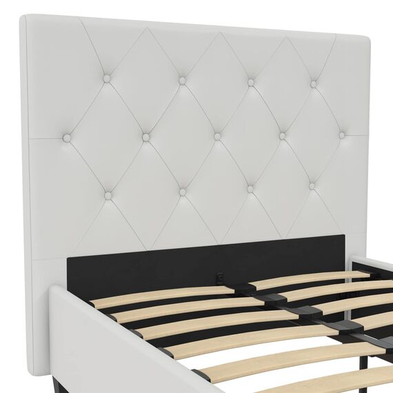 DHP Furniture Dakota Polsterbett Weiß Einzelbett