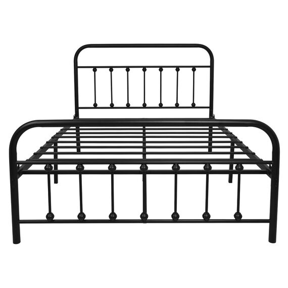 NEEBIRGELIA Metallbettrahmen, volle Größe, mit Kopfteil und Fußteil, Einzelbettmatratze, Metallrohr und Eisen-Art-Bett, Schwarz