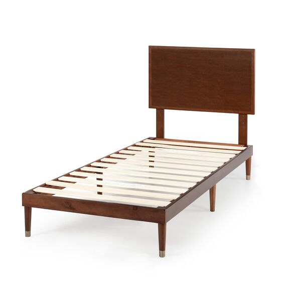 Zinus Deluxe Mid-Century Wood Platform Bed with Adjustable Height Headboard, no Box Spring Needed, Twin