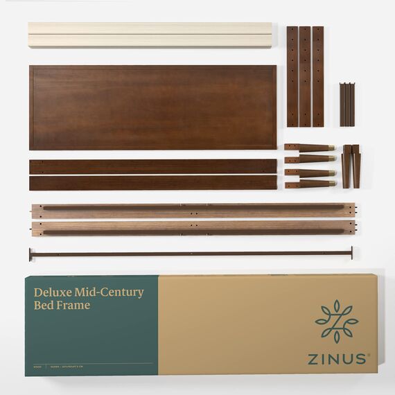 Zinus Deluxe Mid-Century Wood Platform Bed with Adjustable Height Headboard, no Box Spring Needed, Twin