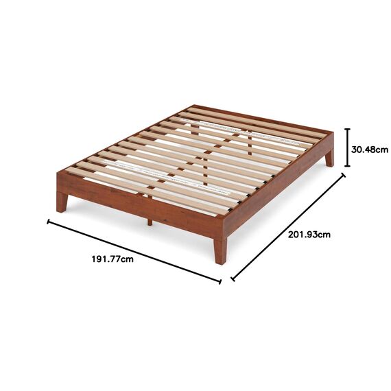 Zinus Wen 12 Inch Deluxe Wood Platform Bed/No Box Spring Needed/Wood Slat Support/Cherry Finish, King