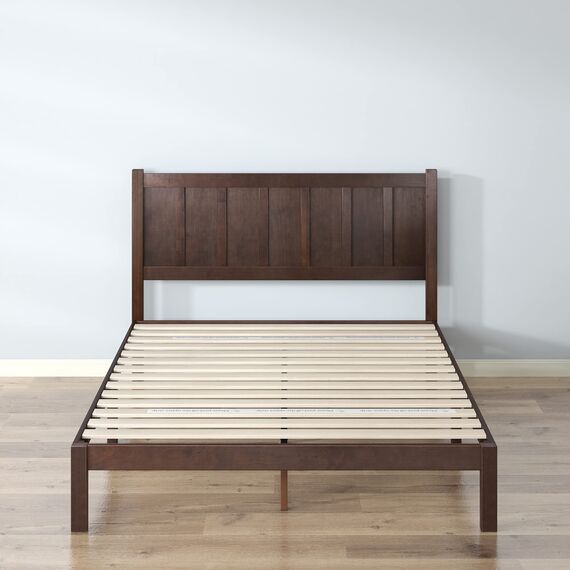 ZINUS Adrian 31 cm Bettrahmen aus Holz mit Kopfteil | Lattenrost aus Massivholz | Für Erwachsene, Kinder, Teenager | Holzlattenunterstützung | Einfache Montage | 90 x 200 cm | Rustikaler Stil