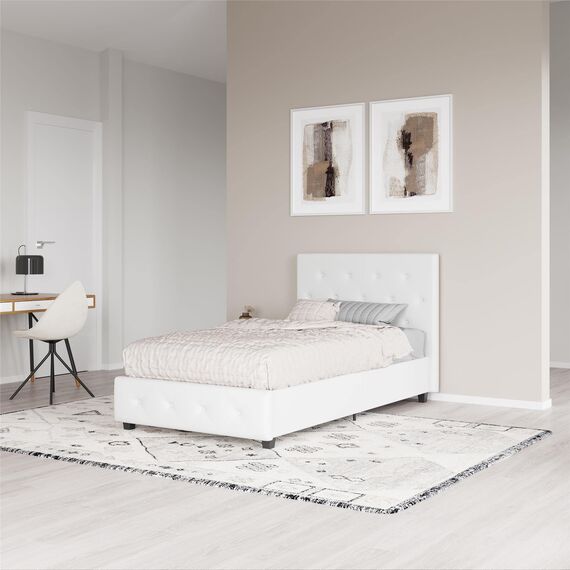 DHP Furniture Dakota Polsterbett Weiß Einzelbett
