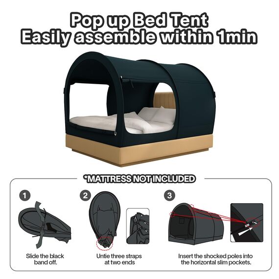 Alvantor Bettzelt, Queen-Size-Schlafzelt, Bett für Erwachsene, Queen-Size-Bett, Baldachin, Pop-Up-Zelt, tragbar, Traum-Sichtschutzzelt für Bett (Matratze Bett Nicht im Lieferumfang enthalten)