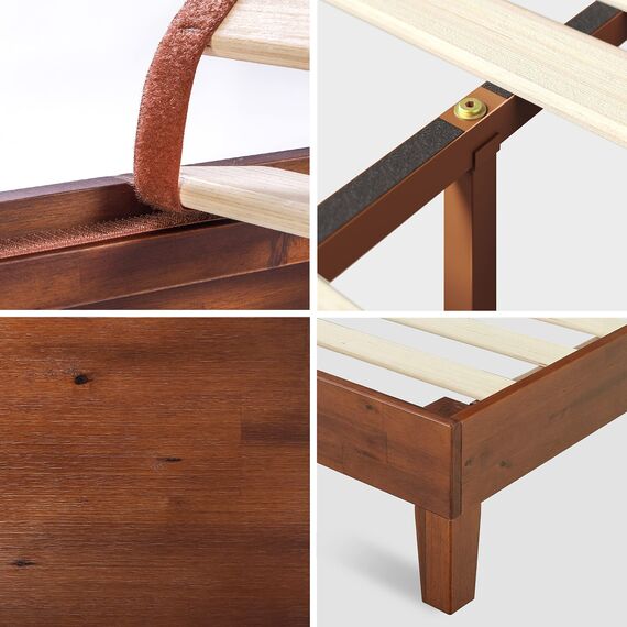 Zinus Wen 12 Inch Deluxe Wood Platform Bed/No Box Spring Needed/Wood Slat Support/Cherry Finish, King