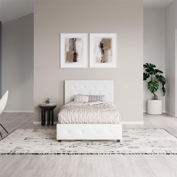 DHP Furniture Dakota Polsterbett Weiß Einzelbett