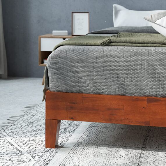 Zinus Wen 12 Inch Deluxe Wood Platform Bed/No Box Spring Needed/Wood Slat Support/Cherry Finish, King