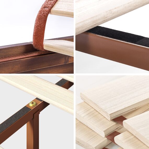Zinus Vivek Holzplattform Bettgestell mit Kopfteil/Holzlattenstütze, Keine Boxfeder nötig, einfache Montage, Queen, Holz Lamellen, Antike Espresso