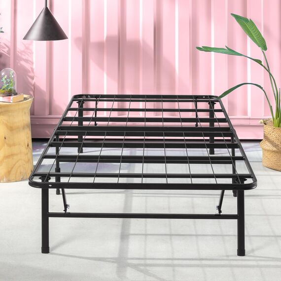 Zinus SmartBase Einzelbettrahmen – Bett 90 x 190 cm – 35 cm Höhe mit Stauraum unter dem Bett – Metall-Plattform-Bettgestell ideal für EIN Gästebett – Schwarz