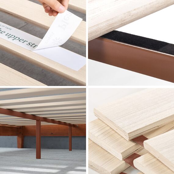 Zinus Wen 12 Inch Deluxe Wood Platform Bed/No Box Spring Needed/Wood Slat Support/Cherry Finish, King