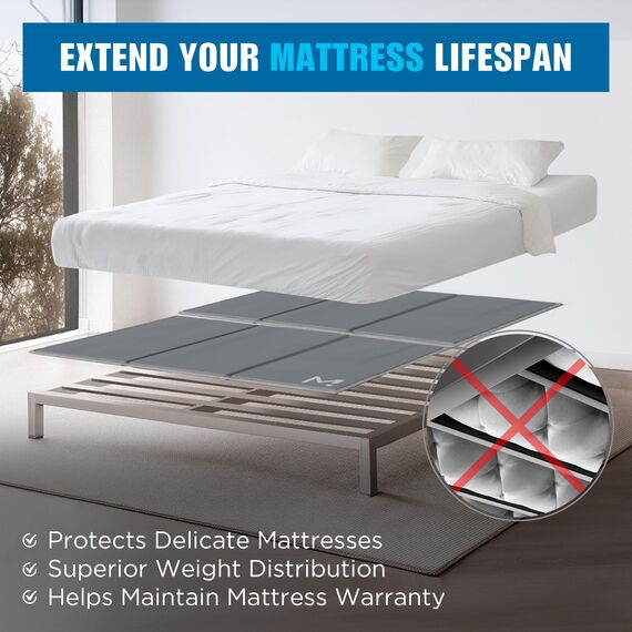 Premium 10 mm Bunkie-Bunkie-Brett, King-Size (198 x 203 cm), zum Patent angemeldet, flaches Bettbrett-Design, atmungsaktiv, geräuschminimierend, feuchtigkeitsbeständig,