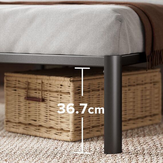 Zinus Van King Size Bettrahmen – Bett 150 x 200 cm – 41 cm Höhe mit Unterbettkommode – Metall-Plattform-Bettrahmen – Schwarz