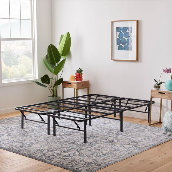 Linenspa Metallbett mit Lattenrost Klappbett 33 cm Stauraum unter Bettgestell Montage in 5 Minuten US Full