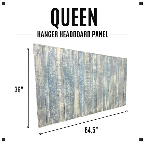 Kopfteil, verwittert, Kleiderbügel-Stil, handgefertigt. Wandmontage. Einfacher Einbau. Queen Blue Powderwash