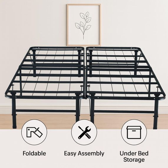 Naomi Home Idealbase Schwerlastbett, geräuschfrei, 35,6 cm, Queen/Schwarz