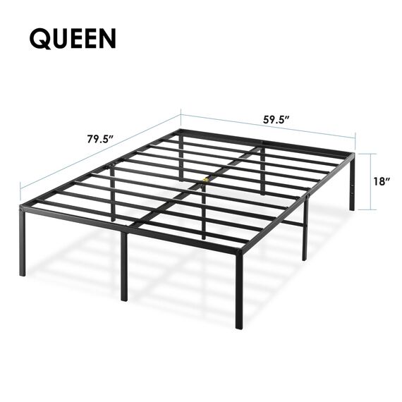 Best Price Mattress Queen Bettgestell, Metall, Holz, 45,7 cm, Schwarz