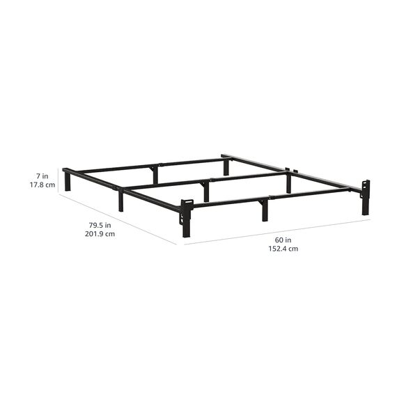 Amazon Basics Bettgestell mit 9 Beinen, aus Metall, starke Unterstützung für Boxspringbett und Matratze, werkzeuglose einfache Montage, Queen-Size-Bett