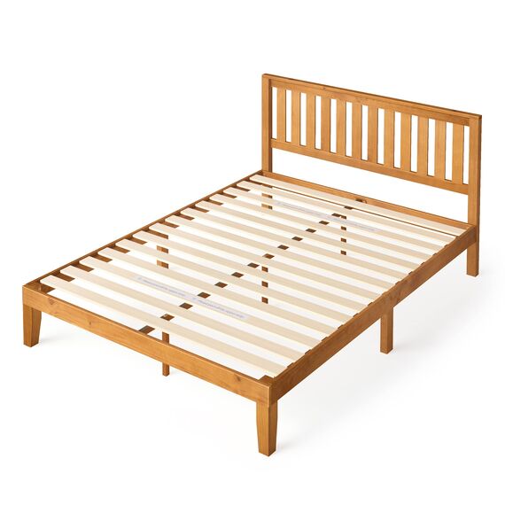 Zinus Alexia 12 Inch Wood Platform Bed with Headboard/No Box Spring Needed/Wood Slat Support/Rustic Pine Finish, King