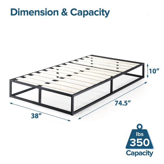 Zinus Joseph 10 Inch Metal Platforma Bed Frame/Mattress Foundation/Wood Slat Support/No Box Spring Needed/Sturdy Steel Structure, Twin