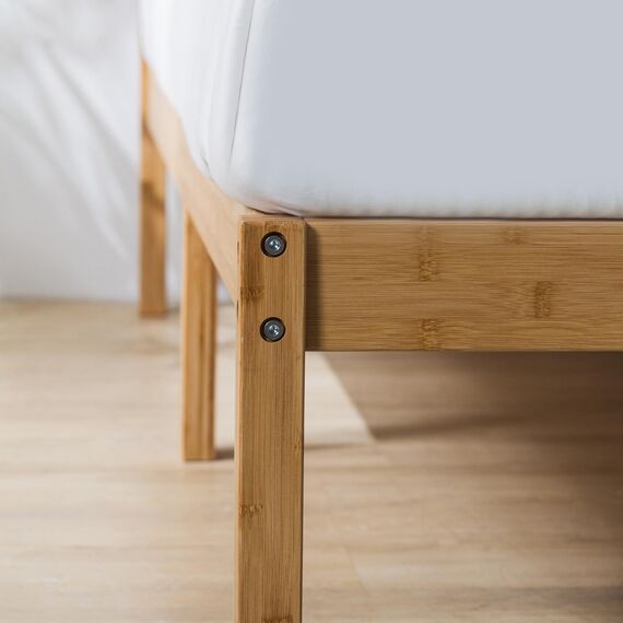 Zinus Ellie Einzelbettgestell – Bett 90 x 190 cm – 35 cm Höhe mit Stauraum unter dem Bett – Bambus-Bettgestell mit Kopfteil – Braun