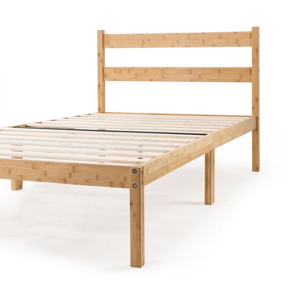 Zinus Ellie Einzelbettgestell – Bett 90 x 190 cm – 35 cm Höhe mit Stauraum unter dem Bett – Bambus-Bettgestell mit Kopfteil – Braun